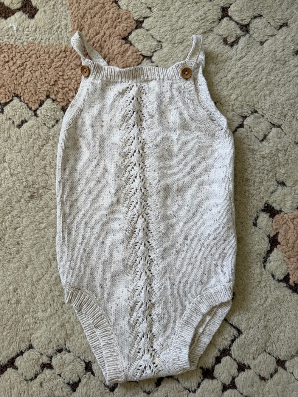 Jamie Kay Cream Speckled Knit One-Piece with Lace Stitch. Size 2